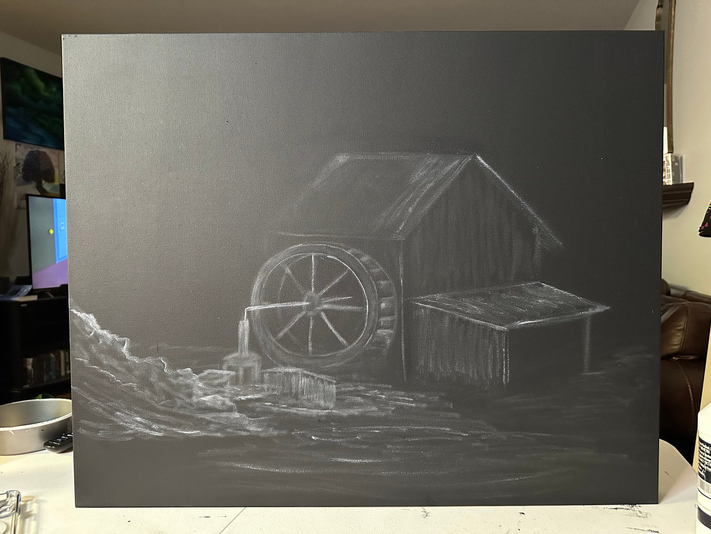 Painting 1366 - 24x30" Pro Series Canvas Old Flour Mill Landscape Live on TikTok 6/28/24 by PaintWithJosh