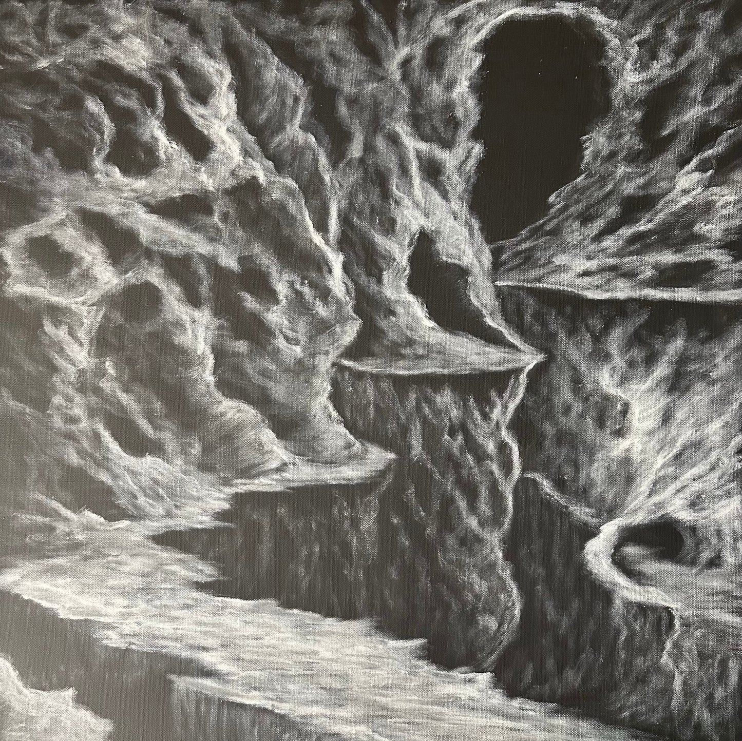 Painting 1344 - 24x24" Pro Series Canvas Cave Landscape Live on TikTok 6/15/24 by PaintWithJosh