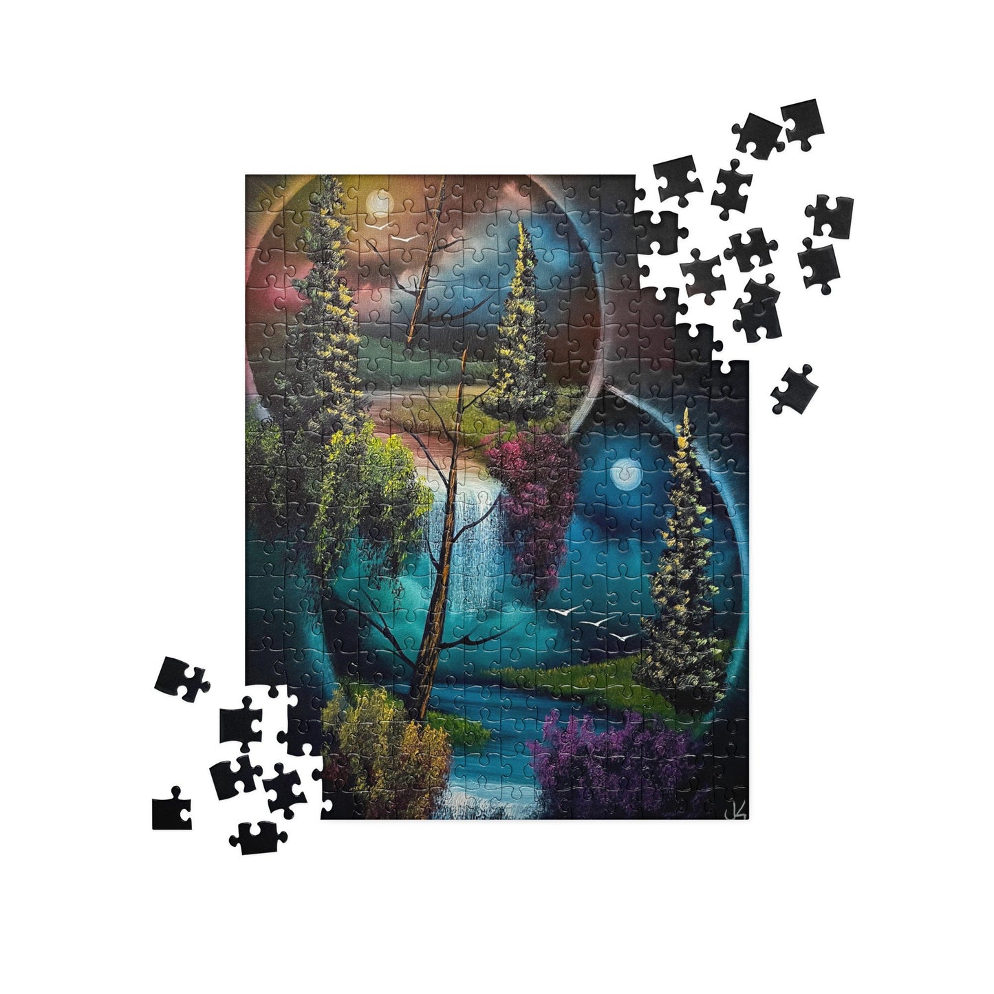 Double Portal Waterfall Jigsaw Puzzle by PaintWithJosh