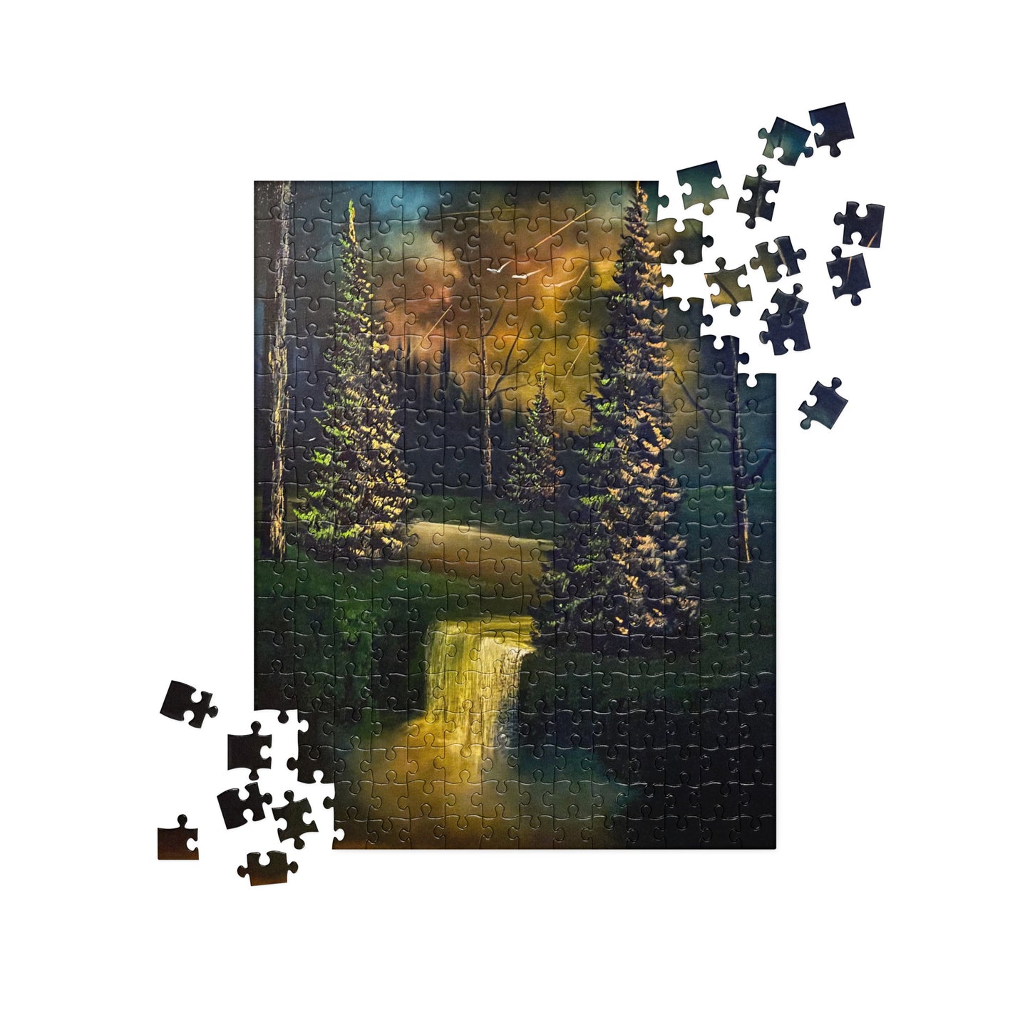 Forest Waterfall Jigsaw Puzzle by PaintWithJosh