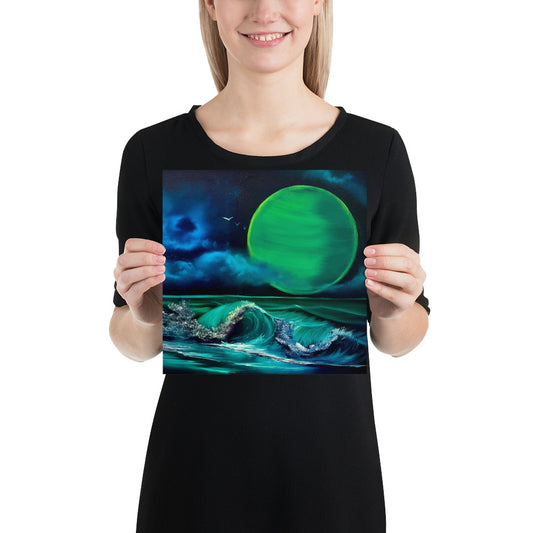 Poster Print - Phthalo Waves Seascape by PaintWithJosh