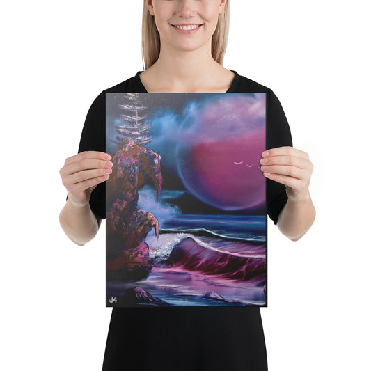 Canvas Print - Blood Moon Beach by Paint With Josh