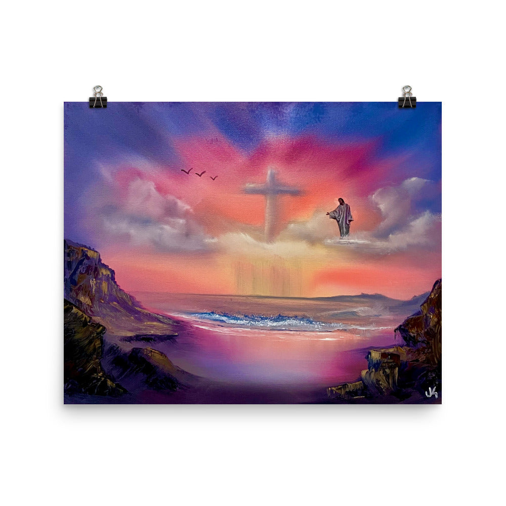 Poster Print Jesus With Cloud Cross Seascape by Paint With Josh