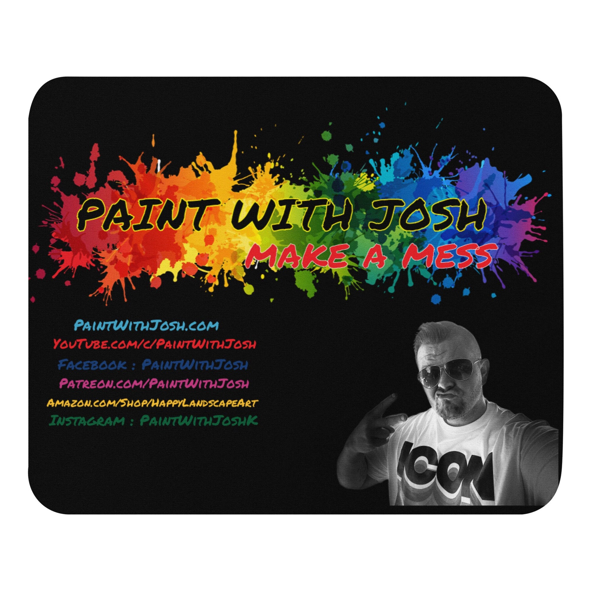 Paint With Josh Logo Mouse Pad with Web Pages. Computer Mouse Pad by PWJ Artist Josh Kirkham