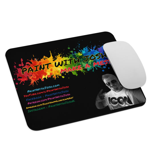 Paint With Josh Logo Mouse Pad with Web Pages. Computer Mouse Pad by PWJ Artist Josh Kirkham