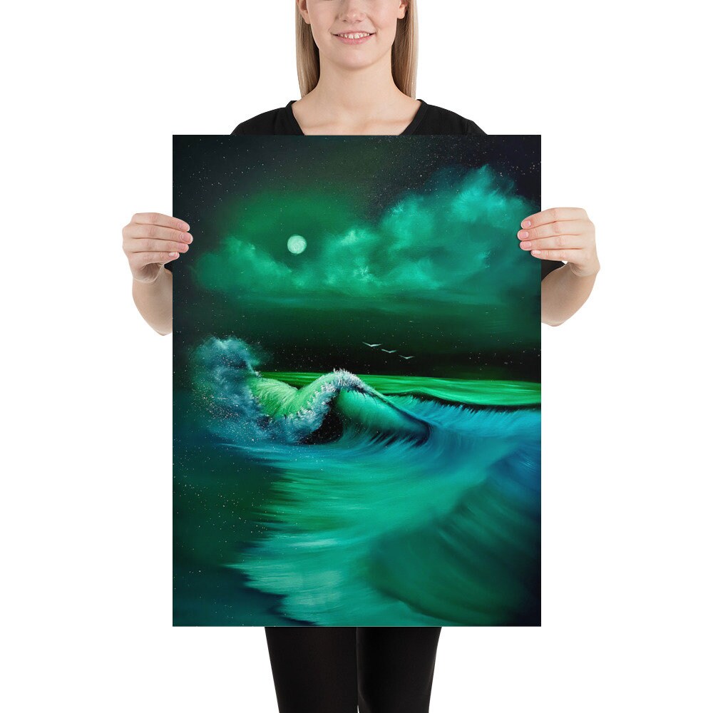 Poster Print - Blue/ Green Seascape - Painting 800 by PaintWithJosh