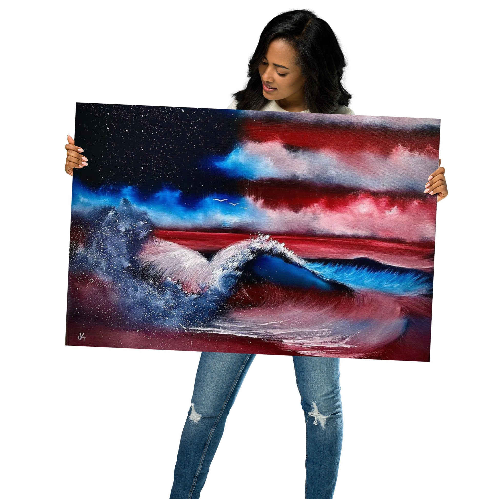 Poster Print - American Flag Seascape Version 2 by PaintWithJosh