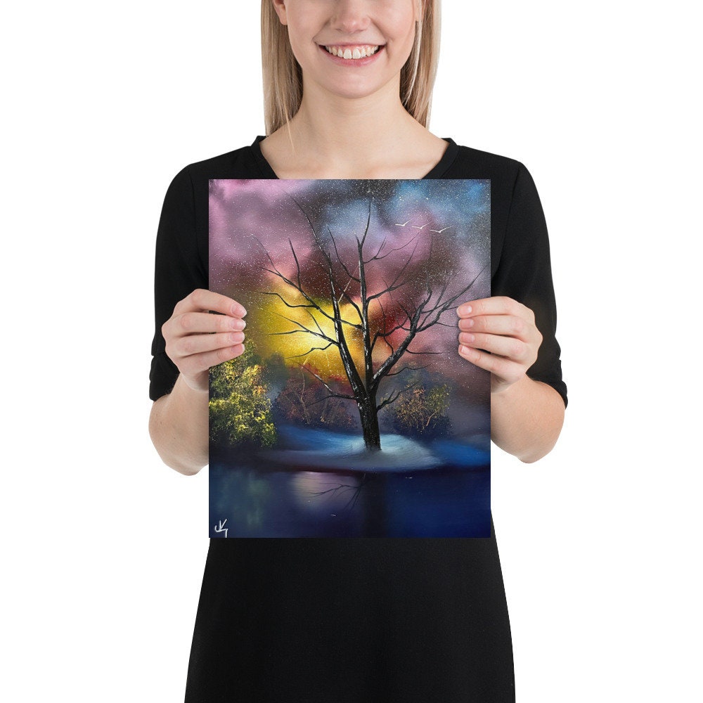 Poster Print - One Tree to Rule them All Galactic Winter Landscape by PaintWithJosh