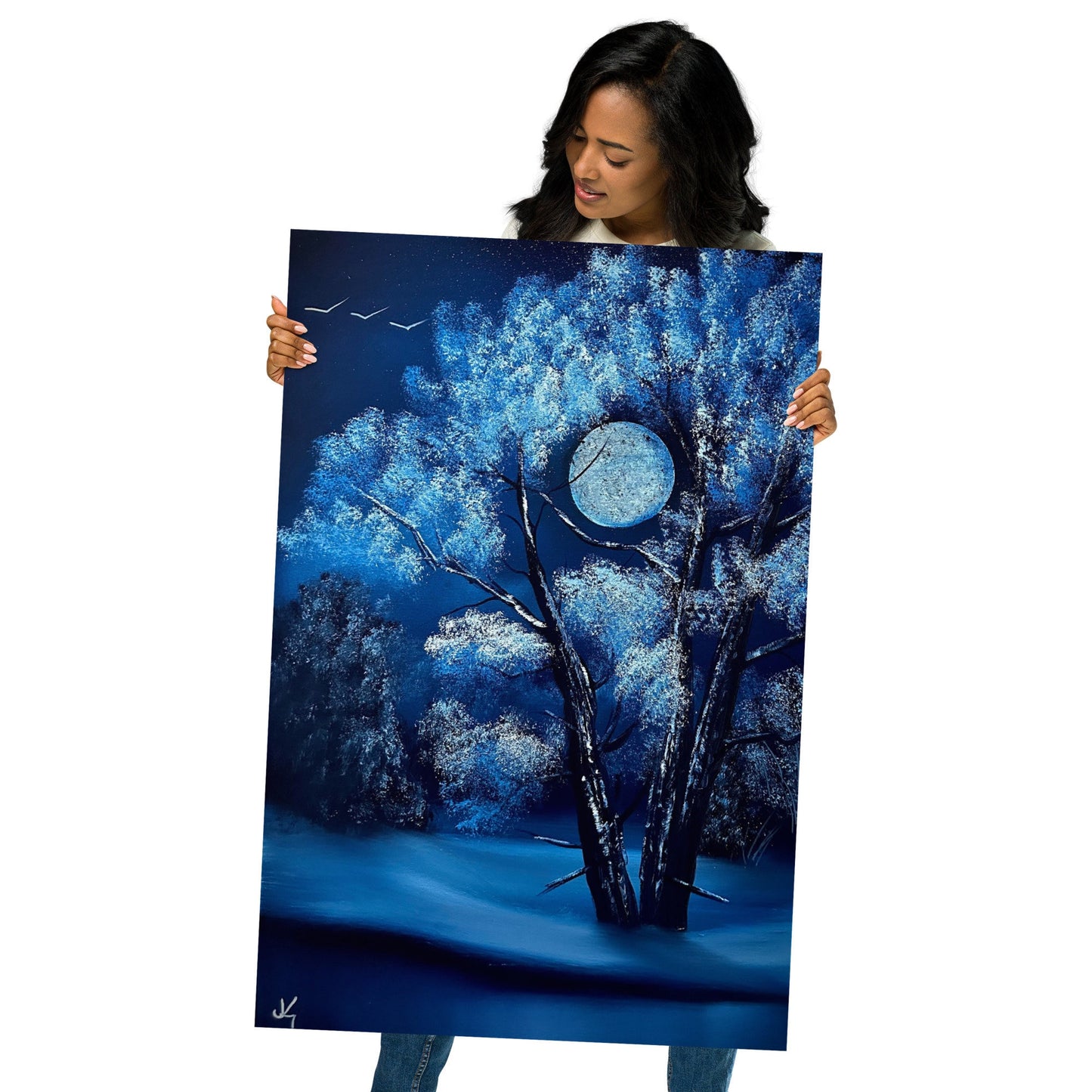 Poster Print - Blue Moon Winter Tree by PaintWithJosh