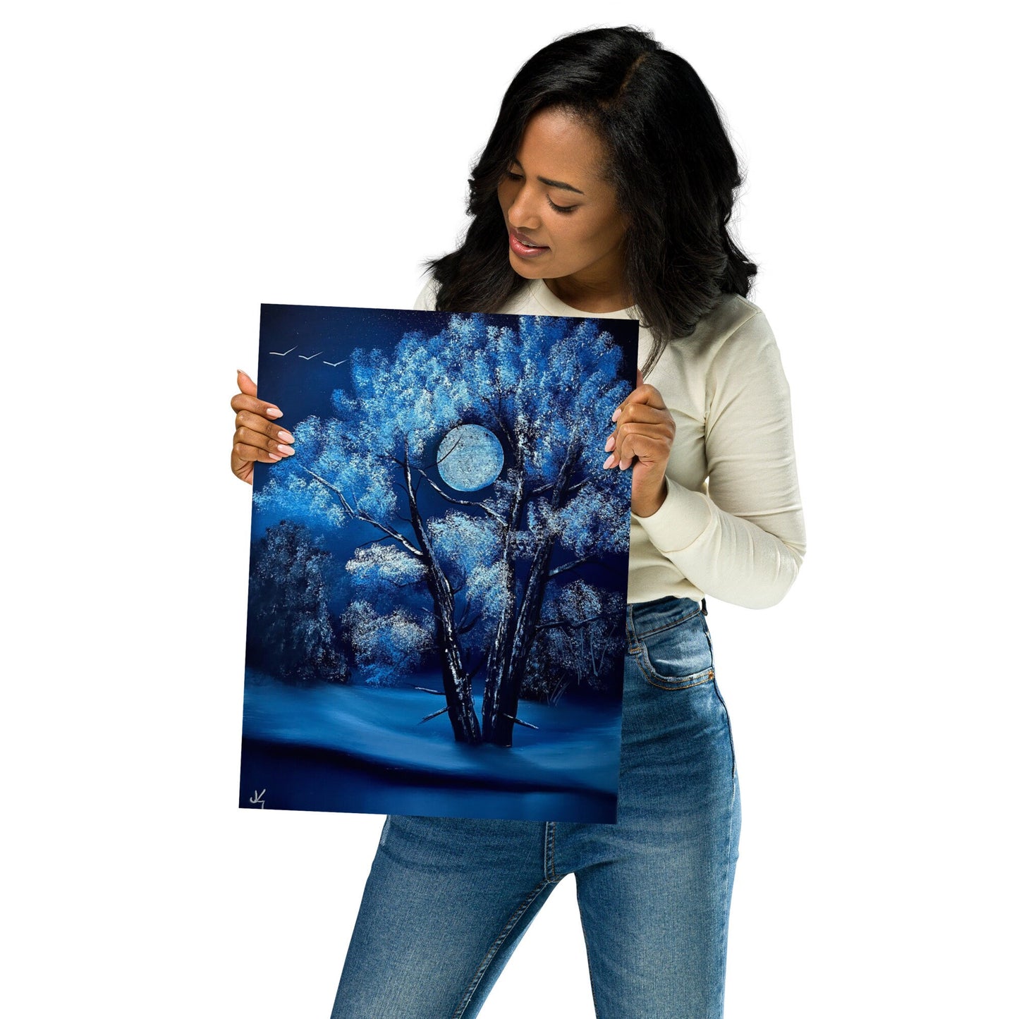 Poster Print - Blue Moon Winter Tree by PaintWithJosh