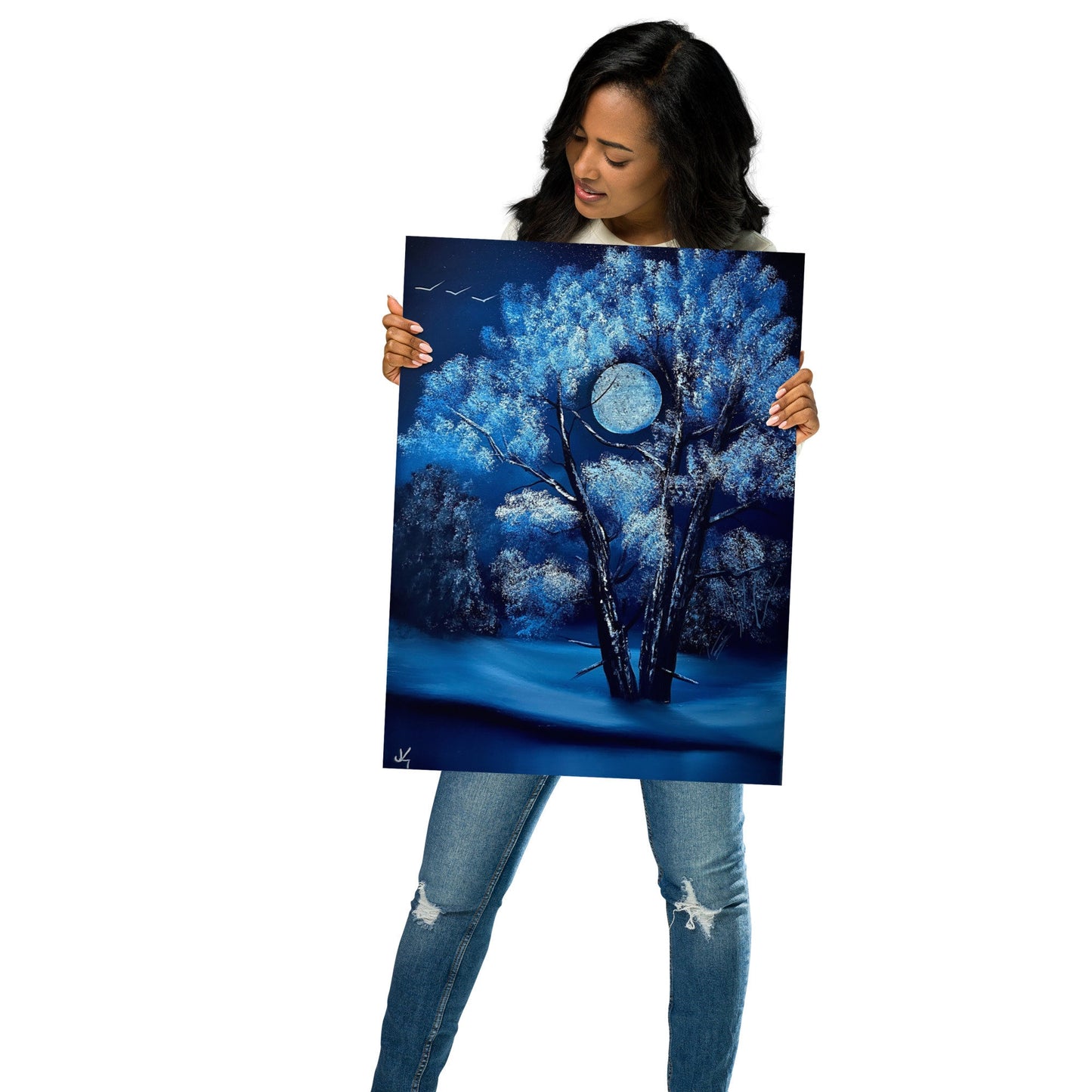 Poster Print - Blue Moon Winter Tree by PaintWithJosh