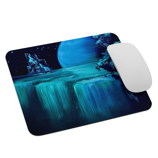 Mouse Pad - Moonlit Falls Landscape by Paint With Josh